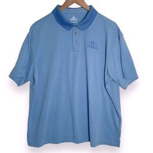 Disney ~ Disneyland Resort 1955 Blue‎ Stripe Mens Golf Polo Shirt Size Large